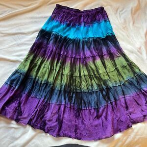 Vintage Y2K boho Inc International multicolor ombré tie dye tiered maxi skirt